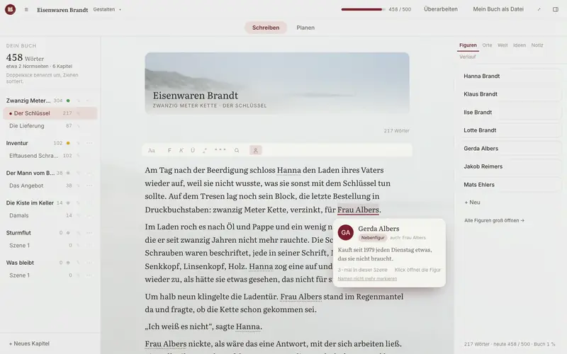 Hover-Karte zu Gerda Albers über dem Text