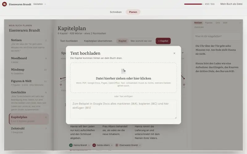 Text hochladen: Datei ziehen oder Text einfügen
